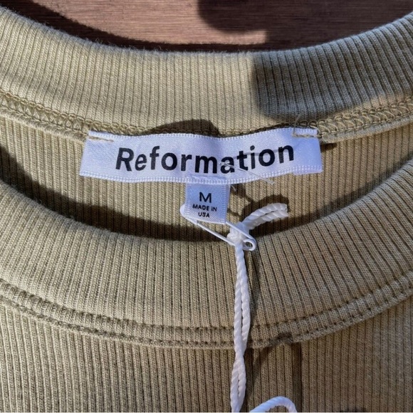 NWOT Reformation Loretta Rib Cotton Tank Dress in Celery Size M - Picture 7 of 14